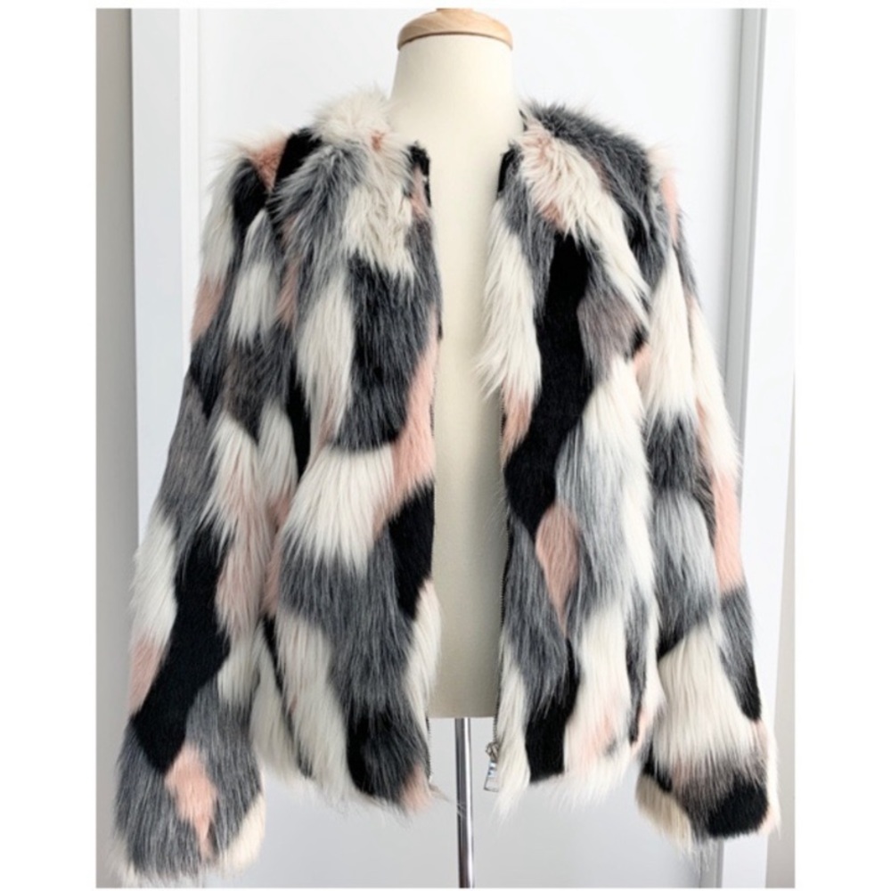 Urbancode faux fur jacket pink cream